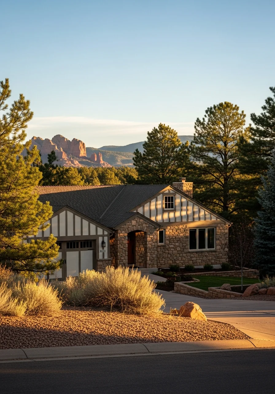 Morrison homeowner meeting with service professional at mountain property entrance.
